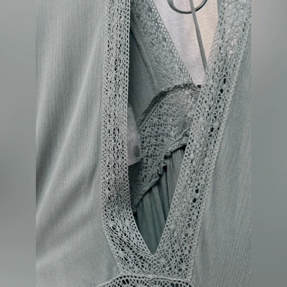 Free People Sage Blue Ruffled Maxi Dress
